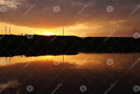 Sunset and the river stock image. Image of painting, rock - 75418497