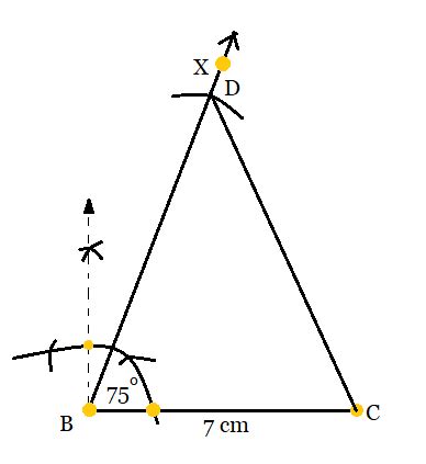 Construct A Triangle ABC In Which BC 7cm B 75 And AB AC 13 Cm