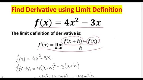 Calculus How To Find Derivative Of A Function Using Limit Definition