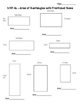 Find Area Of Rectangle With Fractions