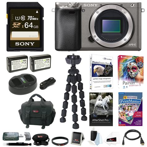 Sony A6000 W Camera Gadget Bag And 64gb Sdhc Accessory Bundle Graphite