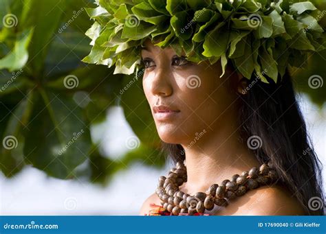 A Beautiful Polynesian Girl In Bikini Stock Image