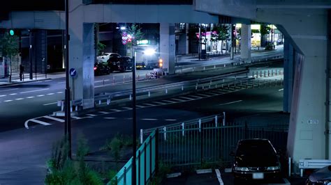 A Night Timelapse Of The Traffic Jam At The Urban Street In Tokyo