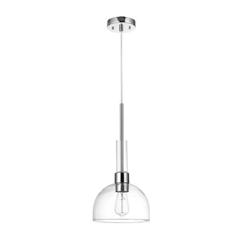 Globe Electric Tai 1 Light Chrome Pendant Light With Clear Glass Shade 60896 The Home Depot