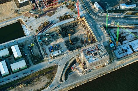 Luftaufnahme Hamburg Baustelle mit Erschließungs und