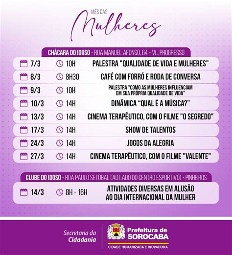 Programa O Do M S Das Mulheres Tem A Es Especiais Nos Crass Clube E