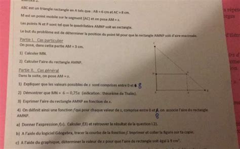 Dm De Maths A Rendre Pour Demain J Ai Rien Compris Vous Pouvez M