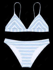 Chevron Striped Cami Bikini Set BLUE AND WHITE Bikinis M ZAFUL