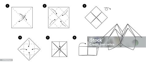 Como Fazer Origami Da Sorte - Vetores de Tutorial De Como Fazer Caixa De Sorte De Origami e mais ...