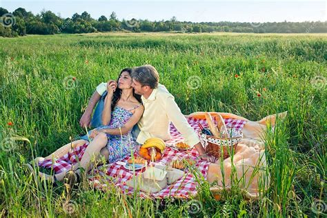 Romantic Couple Enjoying A Summer Picnic Stock Image Image Of