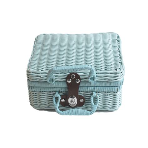 Retro Imitation Rattan Picnic Basket Woven Suitcase Hand Woven