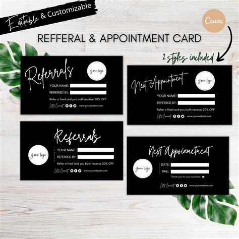 Appointment And Referral Card Editable Appointment Card Printable