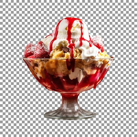 Savoureux Sundae Aux Fraises Isol Sur Fond Transparent Psd Premium