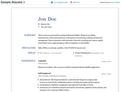 Resume Builder: Create a Resume From Your LinkedIn Profile