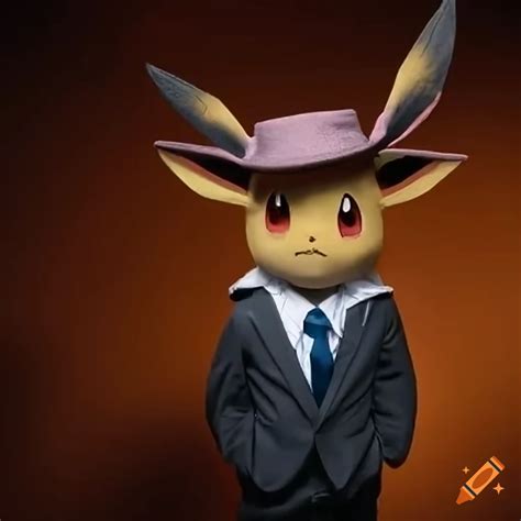 Eevee Pokemon Wearing A Formal Suit And Hat With A Confident Pose On