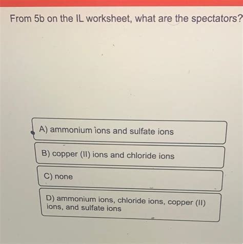 From 5b on the IL worksheet, what are the spectators? | Chegg.com