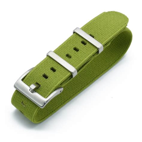 Mm Single Pass Elastic Nato Watch Strap Green Lug To Lug