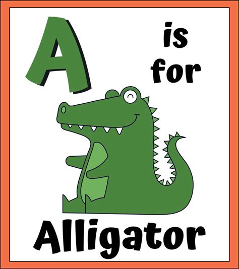 Animal Alphabet Education Flashcards A Is For Alligator 14856874