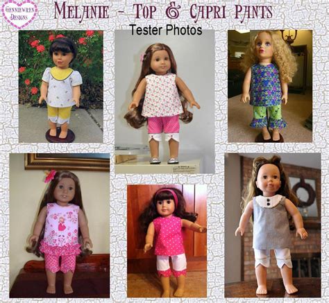 Genniewren Designs Melanie Top And Capri Pants Doll Clothes Pattern 18 Inch American Girl Dolls