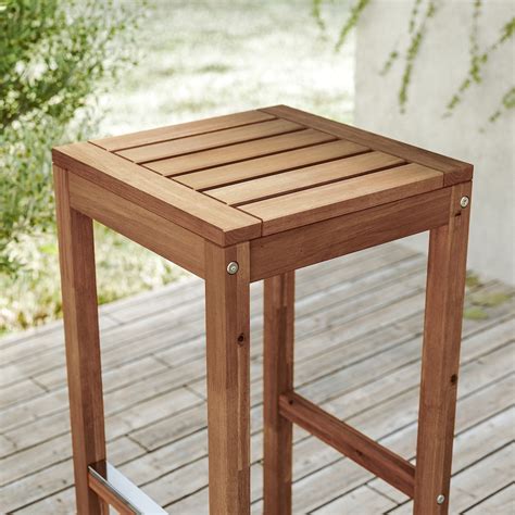 NÄmmarÖ Bar Table And 2 Bar Stools Outdoor Light Brown Stained