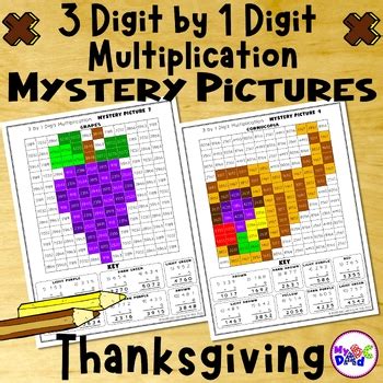 Th Grade Thanksgiving Multiplication Mystery Pictures Digit By Digit