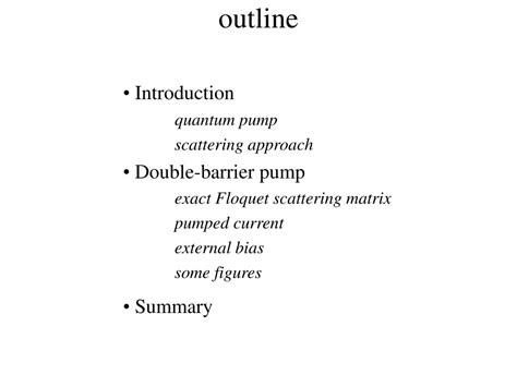 PPT High Temperature Non Adiabatic Quantum Pump Effect PowerPoint