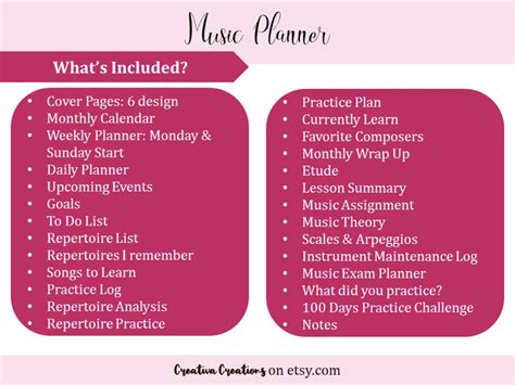 Music Practice Planner Printable Musician Journal Piano Etsy Canada