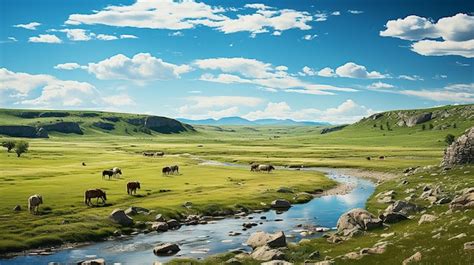 Premium AI Image | Vast_Grasslands_of_Inner_Mongolia_with_No_Mountains