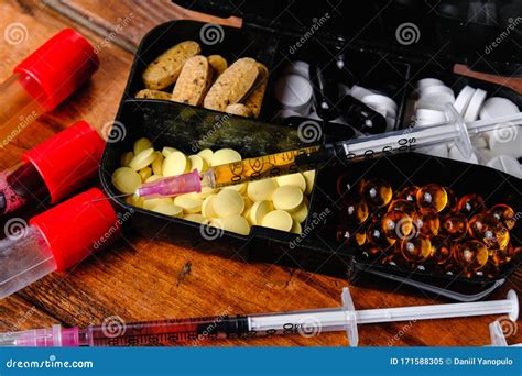 Steroid Medication And Sport Nutrition Composition On A Wooden ...