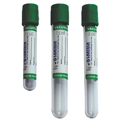 Transparent Green Sodium Heparin Vacuum Blood Collection Tubes At Best