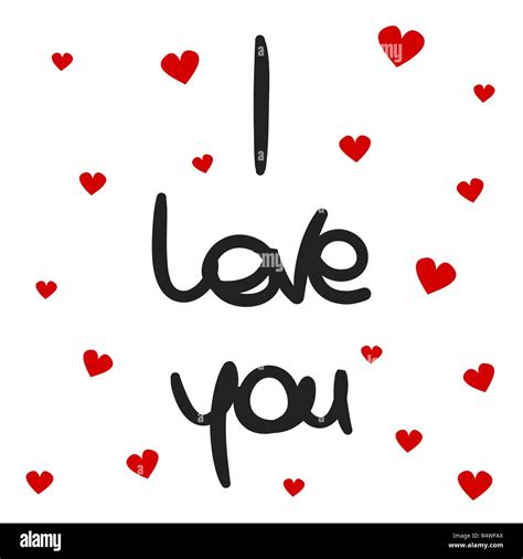 Hand Drawn I Love You Vector Lettering Text With Red Heart Stock Vector