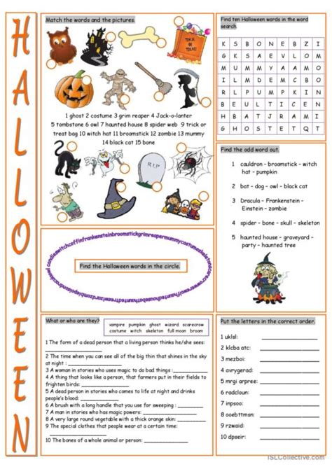 Halloween General Vocabulary Practice Vocabulary Practi