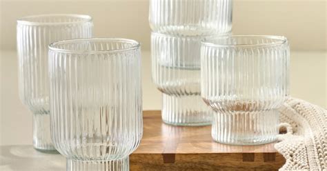 Atlas Ribbed Stacking Glass Tumbler Magnolia