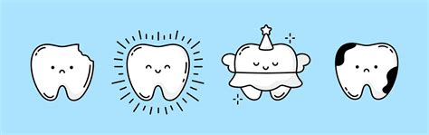 Un Conjunto De Dientes Humanos Con Diferentes Lesiones Diente Sano Y Enfermo Caries Diente Roto