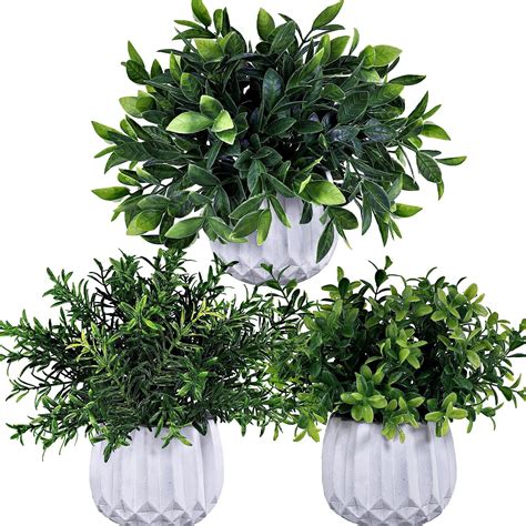 Amazon Winlyn Pcs Faux Potted Plants Set Artificial Eucalyptus