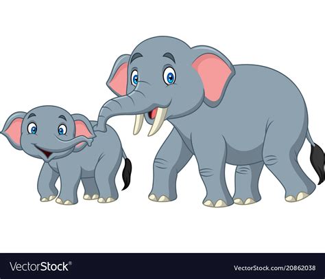 Cartoon Happy Mother And Baby Elephant Royalty Free Vector