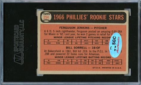 Topps Ferguson Fergie Jenkins Signed Auto Rookie Sgc Baseball