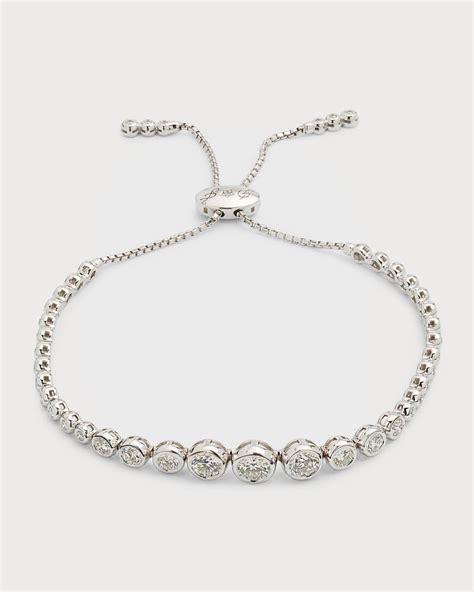 Cassidy Diamonds K White Gold Adjustable Diamond Bezel Bracelet