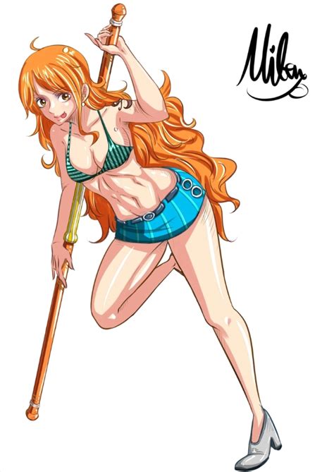 Mifenami Nami One Piece One Piece 1girl Bikini Bikini Top Only Blue Skirt Midriff