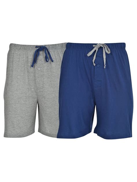 Hanes Mens Jersey Lounge Drawstring Shorts With Logo Waistband 2 Pack