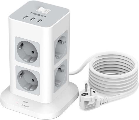 Tessan Multiprise Tour Avec Usb Multiprise Parafoudre Parasurtenseur