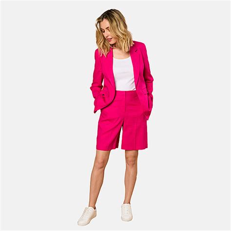 Emreco Tailored Linen Open Front Blazer Size 12 Hot Pink 7762897