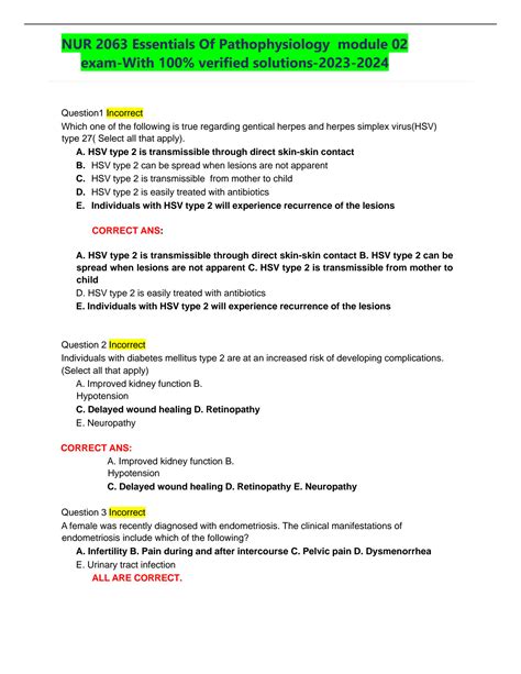 Solution Nur Essentials Of Pathophysiology Module Exam With