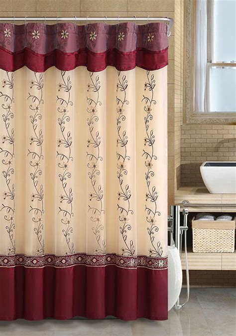 Vcny Home Daphne Embroidered Sheer And Taffeta Fabric Shower Curtains