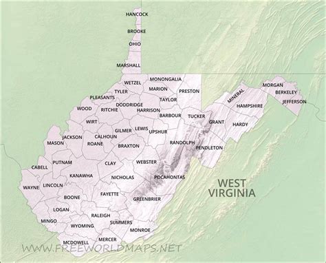 Physical Map Of West Virginia