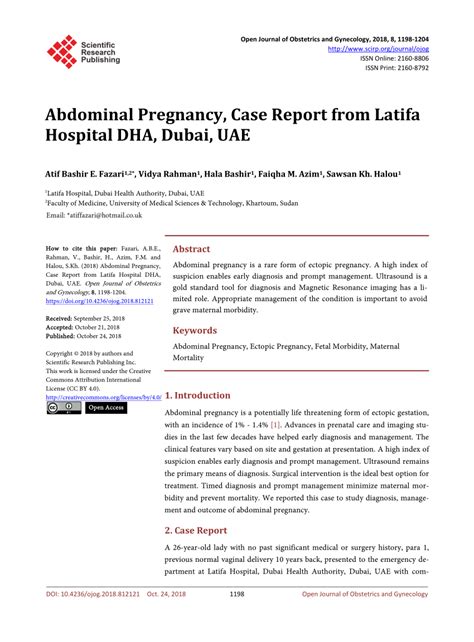 (PDF) Abdominal Pregnancy, Case Report from Latifa Hospital DHA, Dubai, UAE