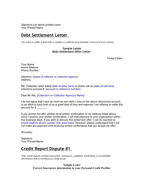 Credit Dispute Letter To Collection Agency Planner Template Free