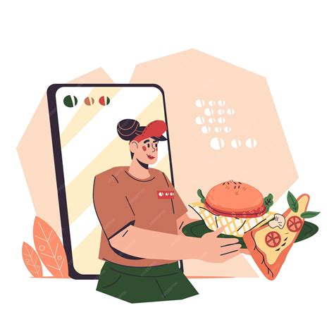 Ready meal ordering banner with fast food or take away restaurant