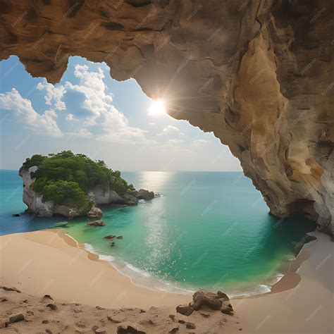 Premium Photo | A beach with a rock formation and a beach with a beach