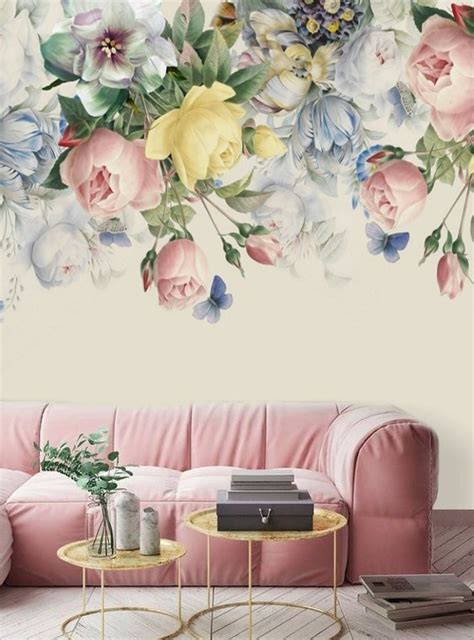 Peel N Stick Wallpaper Floral Wall Mural Remove Wallpaper Etsy